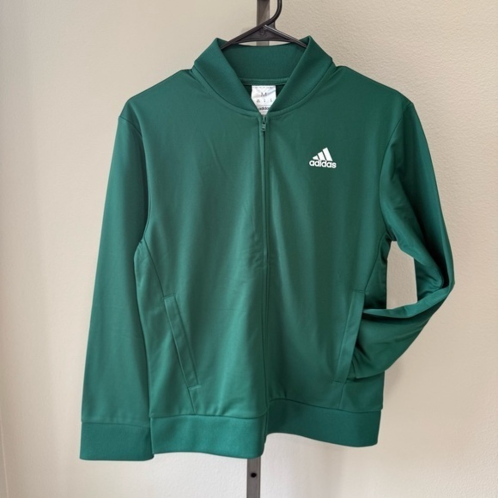 NWT Adidas dark green youth full zip bomber jacket size medium (10/12) - Picture 1 of 8